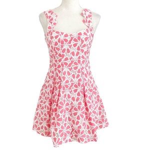 𝅺l'atiste BY AMY PINK WHITE TULLE FLORAL MINI A-LINE  SLEEVELESS COCKTAIL DRESS